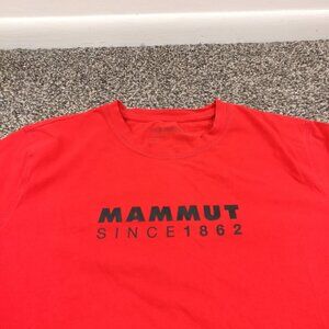 Mammut T-shirt Core Logo Spellout Red Mens Medium *Flaw